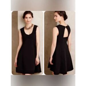 NWT MAEVE Anthropologie Black Textured Knit Fit and Flare Sleeveless Dress sz M